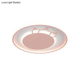 Kid Crown Led Flushmount Light In Pink/Blue - Ultra - Thin Bedroom Ceiling Fixture