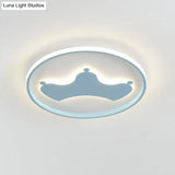 Kid Crown Led Flushmount Light In Pink/Blue - Ultra - Thin Bedroom Ceiling Fixture