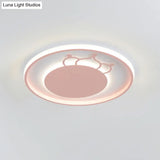 Kid Crown Led Flushmount Light In Pink/Blue - Ultra - Thin Bedroom Ceiling Fixture