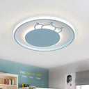 Kid Crown Led Flushmount Light In Pink/Blue - Ultra - Thin Bedroom Ceiling Fixture Blue / B