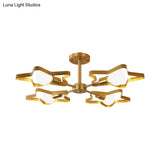 Kid Gold Pentagram Semi Flush Ceiling Light With Metal Frame - 3/4/5 - Head Flushmount