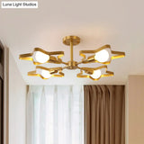 Kid Gold Pentagram Semi Flush Ceiling Light With Metal Frame - 3/4/5 - Head Flushmount