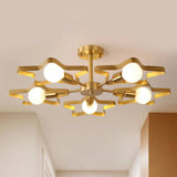 Kid Gold Pentagram Semi Flush Ceiling Light With Metal Frame - 3/4/5 - Head Flushmount 5 /