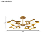Kid Gold Pentagram Semi Flush Ceiling Light With Metal Frame - 3/4/5 - Head Flushmount