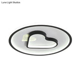 Kid Led Flush Mount Lamp: Vibrant Circle And Loving Heart Ceiling Fixture With Acrylic Shade
