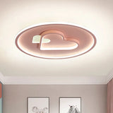 Kid Led Flush Mount Lamp: Vibrant Circle And Loving Heart Ceiling Fixture With Acrylic Shade