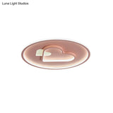 Kid Led Flush Mount Lamp: Vibrant Circle And Loving Heart Ceiling Fixture With Acrylic Shade