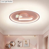 Kid Led Flush Mount Lamp: Vibrant Circle And Loving Heart Ceiling Fixture With Acrylic Shade