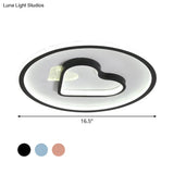 Kid Led Flush Mount Lamp: Vibrant Circle And Loving Heart Ceiling Fixture With Acrylic Shade