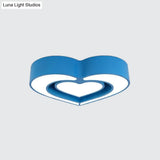 Kids’ Acrylic Dual Loving Heart Led Flush Ceiling Light - Red/Yellow/Blue Mount Lamp For Bedroom