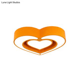 Kids’ Acrylic Dual Loving Heart Led Flush Ceiling Light - Red/Yellow/Blue Mount Lamp For Bedroom