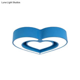 Kids’ Acrylic Dual Loving Heart Led Flush Ceiling Light - Red/Yellow/Blue Mount Lamp For Bedroom