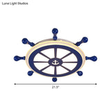 Kids Acrylic Rudder Ceiling Light 21.5’/25.5’ Wide Led Blue Flush Mount - Warm/White Lighting
