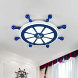 Kids Acrylic Rudder Ceiling Light 21.5’/25.5’ Wide Led Blue Flush Mount - Warm/White Lighting /