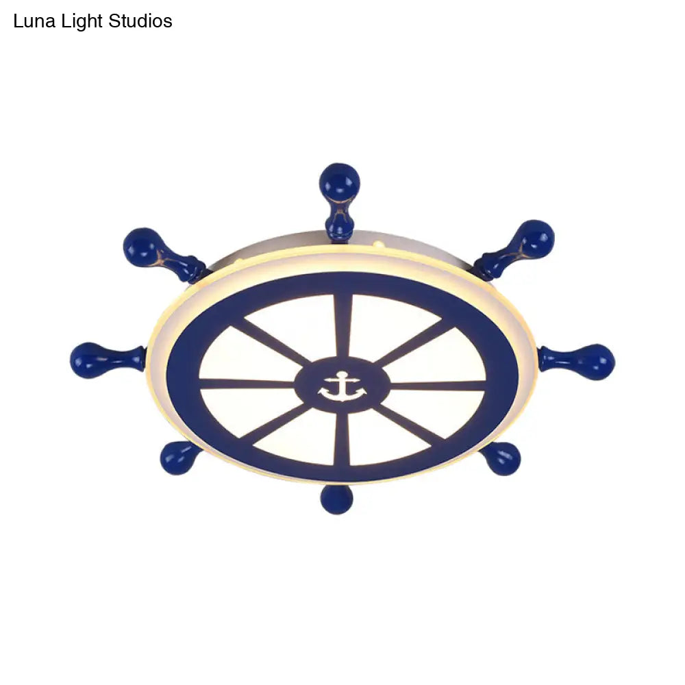 Kids Acrylic Rudder Ceiling Light 21.5’/25.5’ Wide Led Blue Flush Mount - Warm/White Lighting