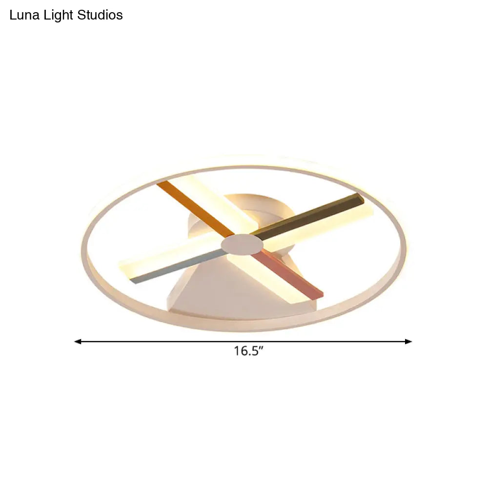 Kids Acrylic Windmill Ceiling Light - 16.5’/20.5’ W Led White Finish Flush Mount Warm/White