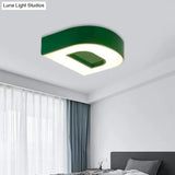 Kid’s Alphabet Led Flush Mount Light Fixture For Kindergarten - Green/Red/Blue Colors