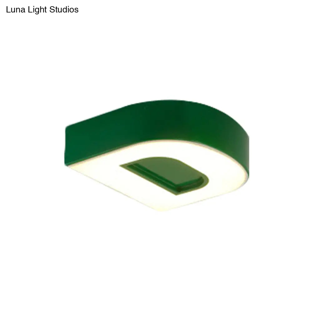 Kid’s Alphabet Led Flush Mount Light Fixture For Kindergarten - Green/Red/Blue Colors