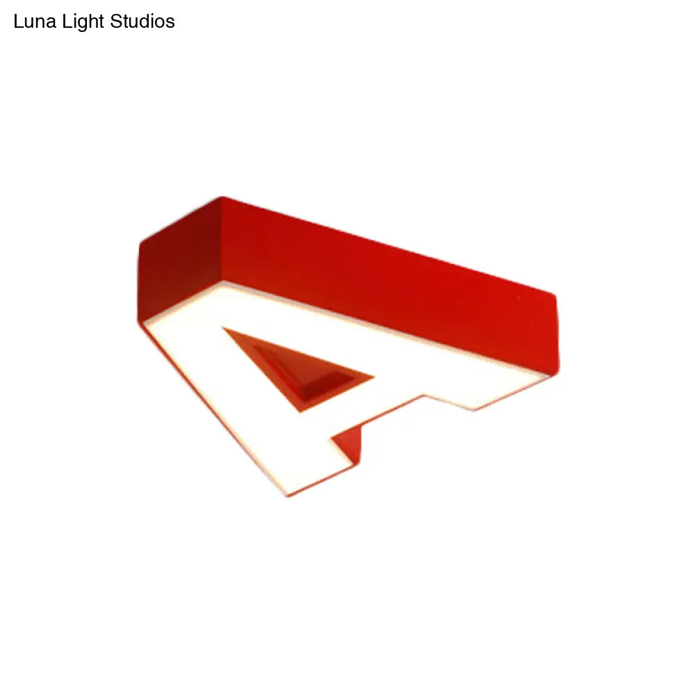 Kid’s Alphabet Led Flush Mount Light Fixture For Kindergarten - Green/Red/Blue Colors