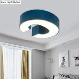 Kid’s Alphabet Led Flush Mount Light Fixture For Kindergarten - Green/Red/Blue Colors