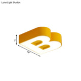 Kid’s Alphabet Led Flush Mount Light Fixture For Kindergarten - Green/Red/Blue Colors