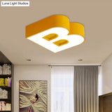 Kid’s Alphabet Led Flush Mount Light Fixture For Kindergarten - Green/Red/Blue Colors