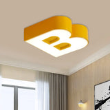 Kid’s Alphabet Led Flush Mount Light Fixture For Kindergarten - Green/Red/Blue Colors Yellow