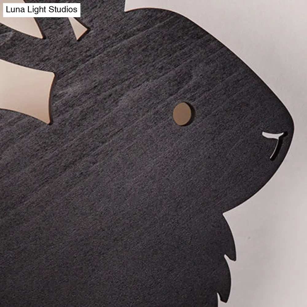 Kids Animal Wood Led Sconce Light - Eye-Caring Modern Wall For Bedroom Or Stairway