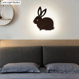 Kids Animal Wood Led Sconce Light - Eye-Caring Modern Wall For Bedroom Or Stairway