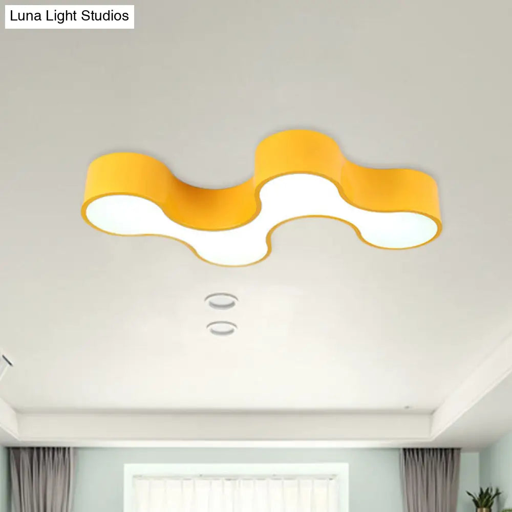 Kid’s Bedroom Acrylic Geometric Cartoon Led Flushmount Light In Green/Yellow/Blue