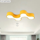 Kid’s Bedroom Acrylic Geometric Cartoon Led Flushmount Light In Green/Yellow/Blue