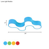 Kid’s Bedroom Acrylic Geometric Cartoon Led Flushmount Light In Green/Yellow/Blue