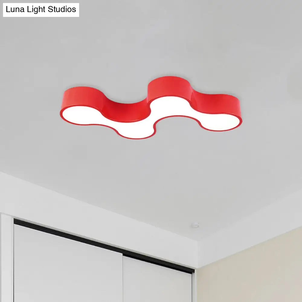 Kid’s Bedroom Acrylic Geometric Cartoon Led Flushmount Light In Green/Yellow/Blue