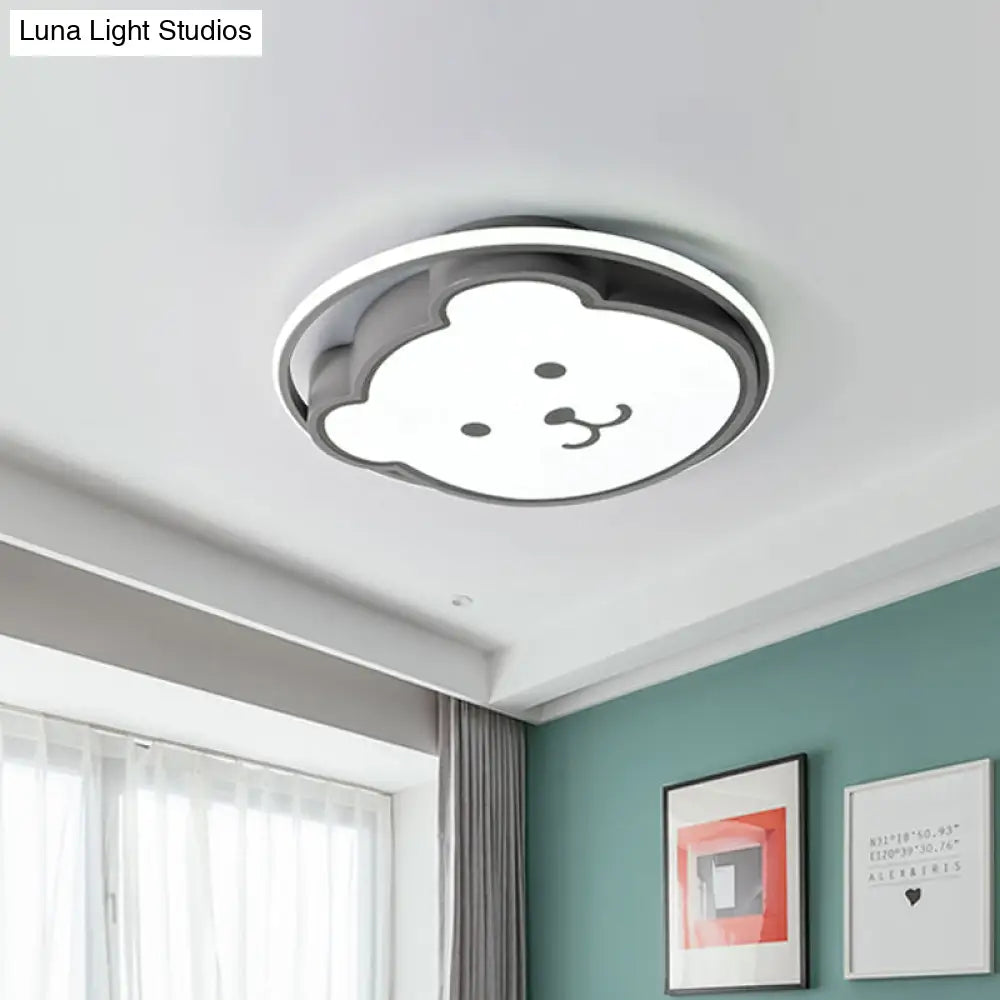 Kids Bedroom Bear Cartoon Acrylic Led Gray/Black Ceiling Fixture – Flush Mount Lighting