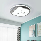 Kids Bedroom Bear Cartoon Acrylic Led Gray/Black Ceiling Fixture – Flush Mount Lighting Grey