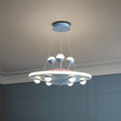 Kids Bedroom Ceiling Chandelier - Cartoon Ufo Metal Led Pendant Light In Pink/Blue Blue