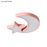 Kid’s Bedroom Led Ceiling Lamp - Metal Acrylic Flush Mount Light With Star & Moon Design