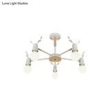 Kids’ Bedroom Semi Flush Ceiling Light With Modern Antler Decoration
