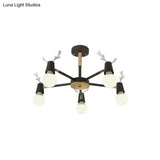Kids’ Bedroom Semi Flush Ceiling Light With Modern Antler Decoration