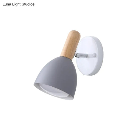 Kids Bell Shaped Sconce Wall Lamp With Pivot Joint - Metal 1-Bulb Bedroom Reading