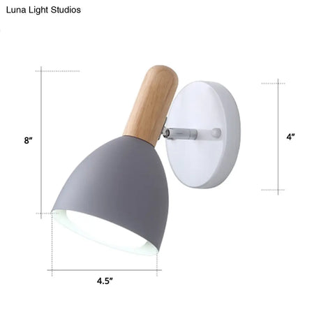 Kids Bell Shaped Sconce Wall Lamp With Pivot Joint - Metal 1-Bulb Bedroom Reading