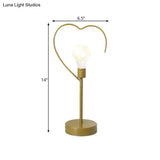 Kids Black/Gold Led Bedside Table Lamp With Star And Loving Heart Iron Frame