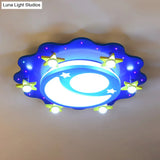 Kids Blue Led Ceiling Light With Acrylic Moon And Star Design