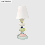 Kids Book Light - Fabric Conical Table Lamp With Ceramic Base (White)