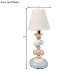 Kids Book Light - Fabric Conical Table Lamp With Ceramic Base (White)
