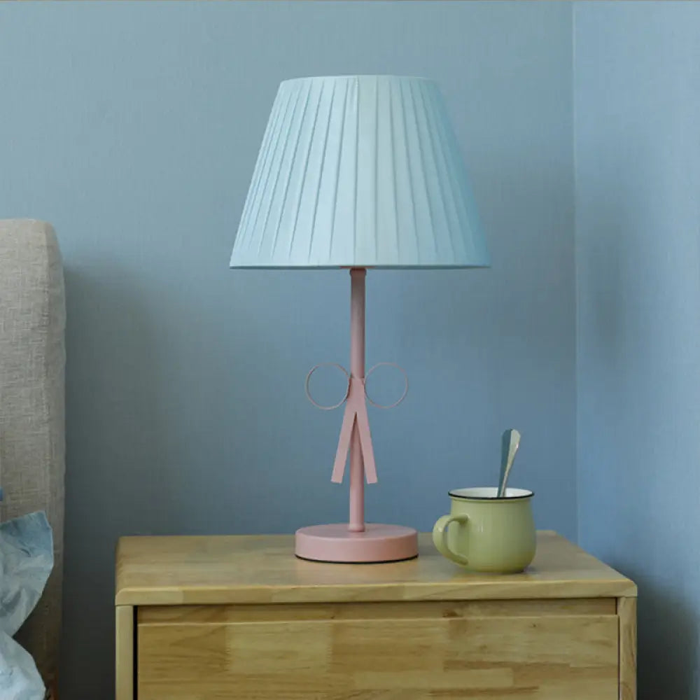 Kids Candy Colored Desk Light For Girls Bedroom - Foldable Tapered Shade And Study-Ready Blue