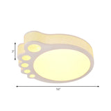 Kids Cartoon Ceiling Light - White Acrylic Flush Mount Foot Shaped Design