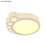 Kid’s Cartoon Ceiling Light - White Acrylic Flush Mount Foot Shaped Design