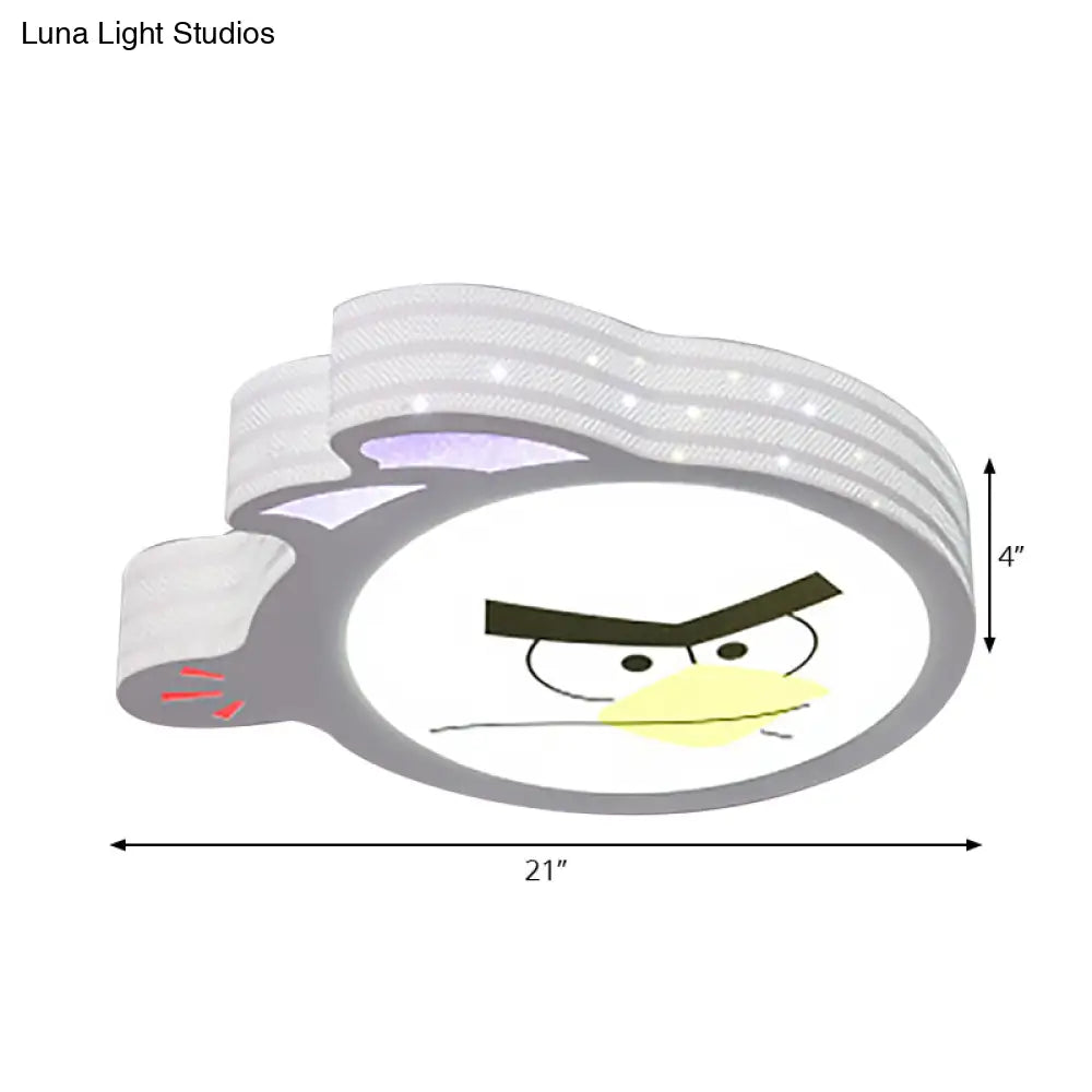 Kid’s Cartoon Flush Mount Ceiling Light: Modern Acrylic Fixture In White