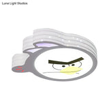 Kid’s Cartoon Flush Mount Ceiling Light: Modern Acrylic Fixture In White